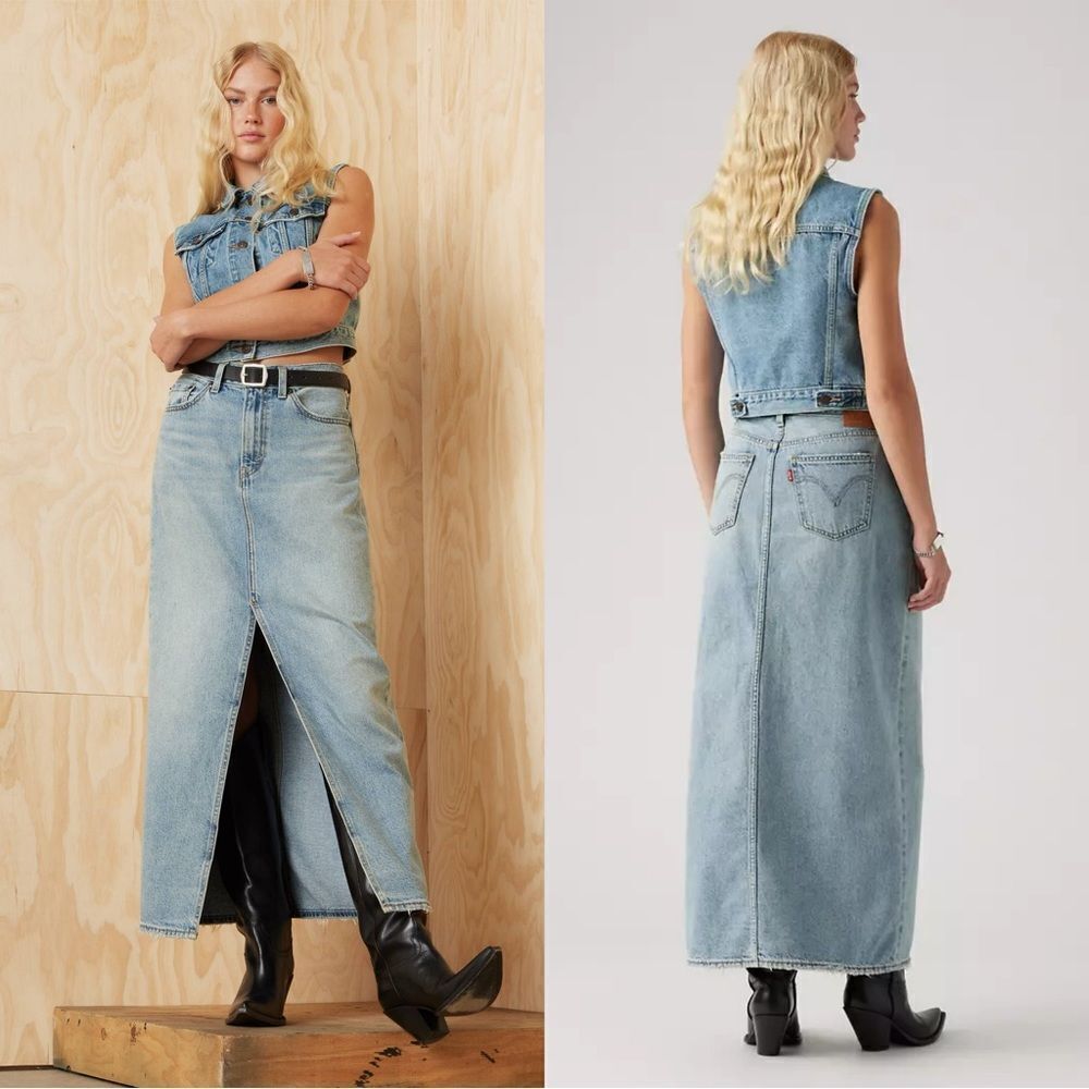 LEVI’S ANKLE COLUMN SKIRT in Vintage Blue